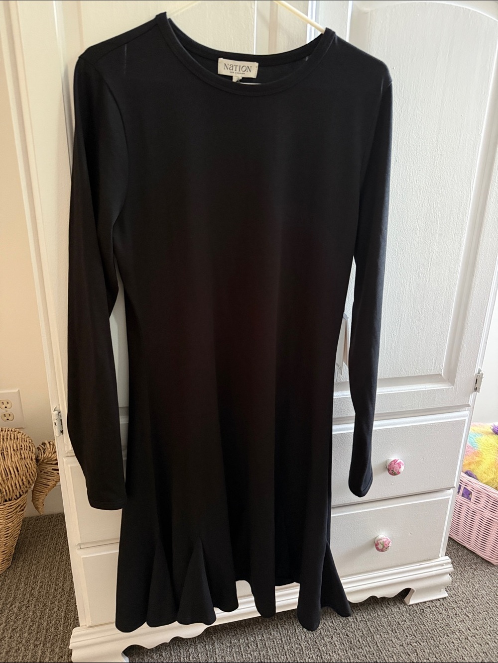 Nation Black Long Sleeve Swing Dress